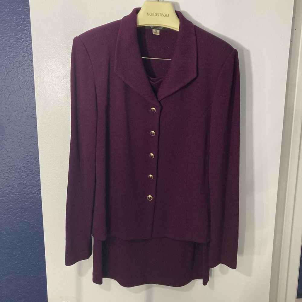 St. John Essentials by Marie Gray  2Pc "Currant" Purple Jacket & Skirt Size 12